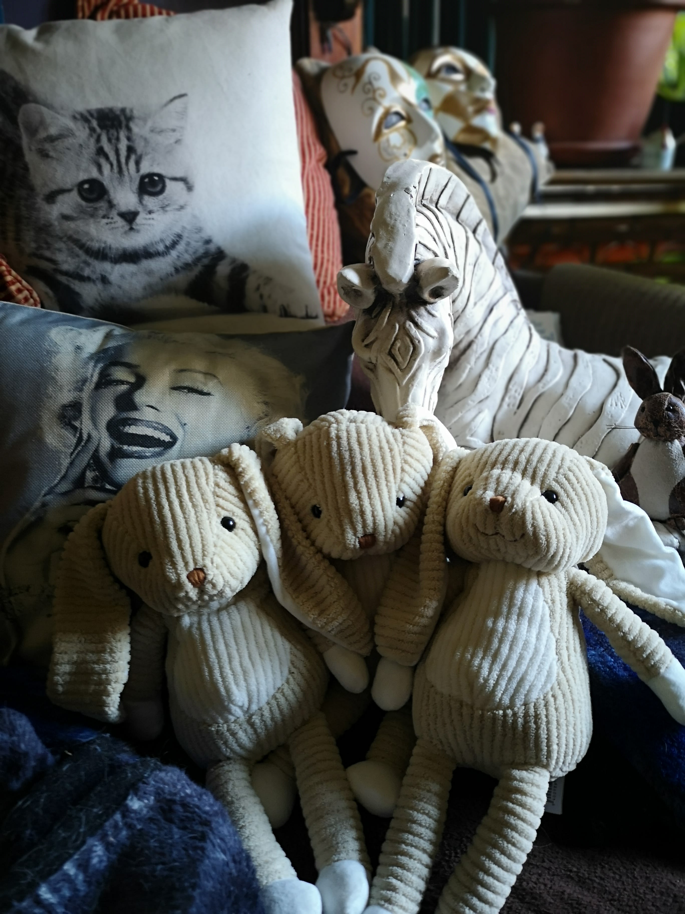 Peter’s love of animals was reflected in his decor. Soft animal toys and cushions with animal pictures abound.